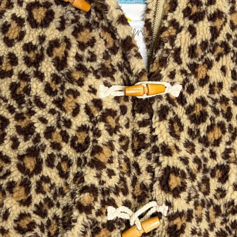Boden Cheetah Print Hooded Duffle Coat Girls 9-10Y